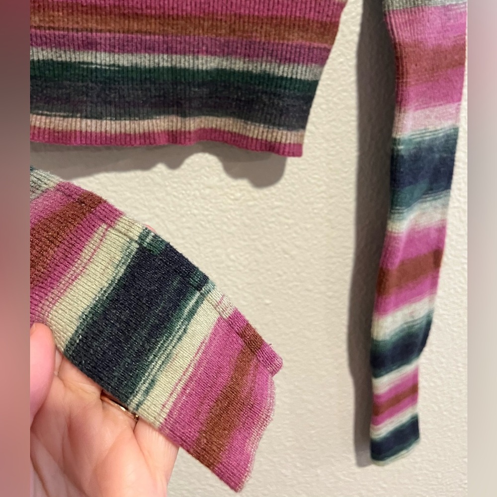 Urban Outfitters Lexi Cropped Viscose Blend Half Zip Sweater Top Striped Small - Picture 9 of 13